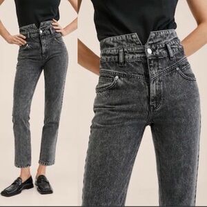 Mango High Rise Gray Jeans
